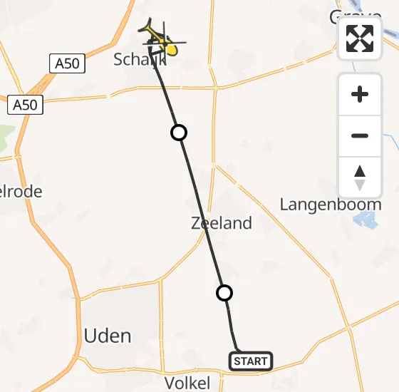 Vlucht Traumahelikopter PH-MAA van Vliegbasis Volkel naar Schaijk op dinsdag 26 november 2024 17:05