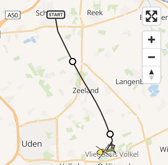 Vlucht Traumahelikopter PH-MAA van Schaijk naar Vliegbasis Volkel op dinsdag 26 november 2024 17:10