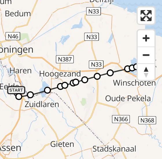 Vlucht Traumahelikopter PH-TTR van Groningen Airport Eelde naar Finsterwolde op dinsdag 26 november 2024 19:00