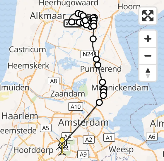 Vlucht Politiehelikopter PH-PXD van Stompetoren naar Schiphol op dinsdag 26 november 2024 19:27