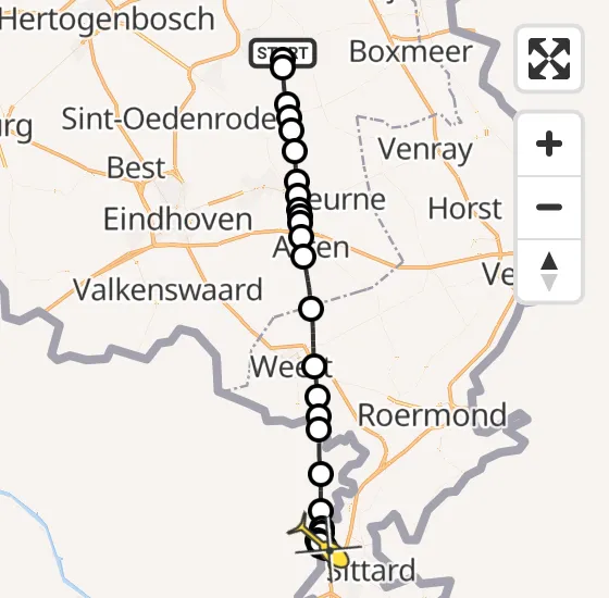 Vlucht Traumahelikopter PH-MAA van Vliegbasis Volkel naar Grevenbicht op dinsdag 26 november 2024 20:54