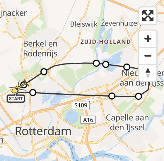 Vlucht Traumahelikopter PH-UMC van Rotterdam The Hague Airport naar Rotterdam The Hague Airport op dinsdag 26 november 2024 21:38