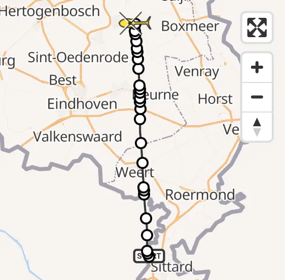 Vlucht Traumahelikopter PH-MAA van Obbicht naar Vliegbasis Volkel op dinsdag 26 november 2024 21:45