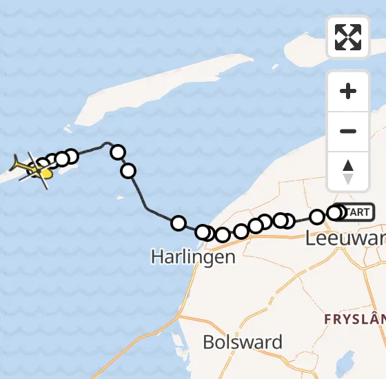 Vlucht Ambulancehelikopter PH-HOW van Vliegbasis Leeuwarden naar Vlieland op woensdag 27 november 2024 9:55