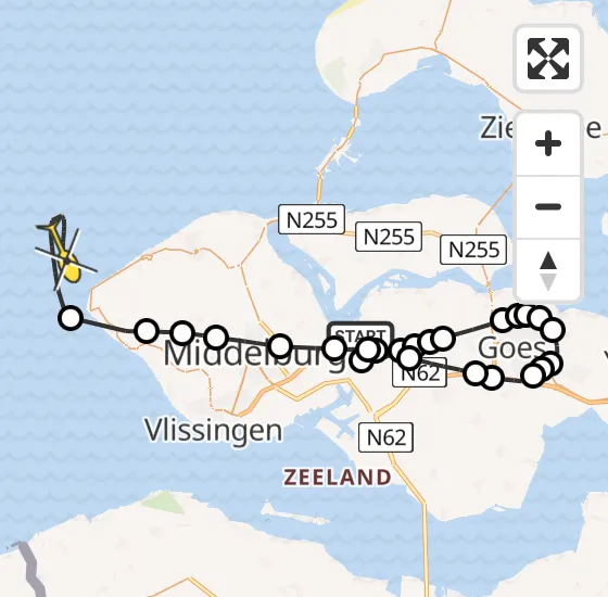 Vlucht Kustwachthelikopter PH-NCG van Vliegveld Midden-Zeeland naar Vlissingen op woensdag 27 november 2024 10:14