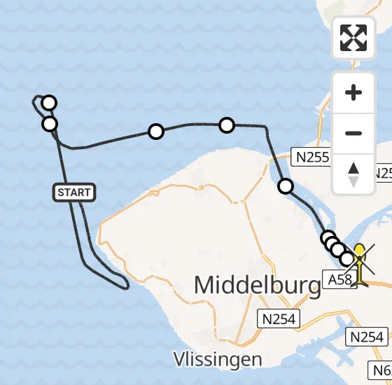 Vlucht Kustwachthelikopter PH-NCG van Vlissingen naar Vliegveld Midden-Zeeland op woensdag 27 november 2024 10:37