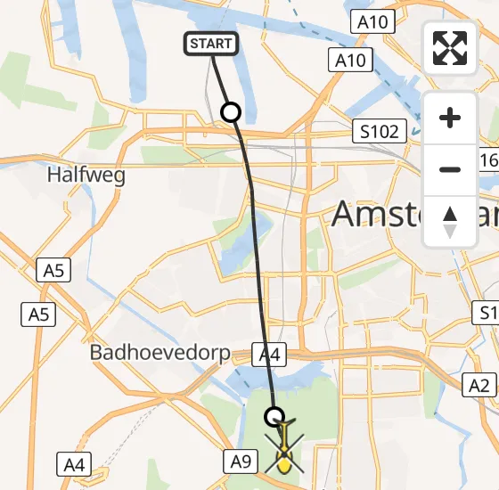 Vlucht Traumahelikopter PH-LLN van Amsterdam Heliport naar Amstelveen op woensdag 27 november 2024 13:55