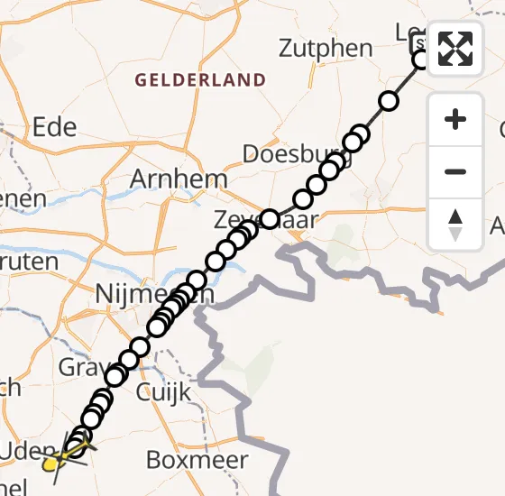 Vlucht Traumahelikopter PH-MAA van Lochem naar Vliegbasis Volkel op woensdag 27 november 2024 20:08