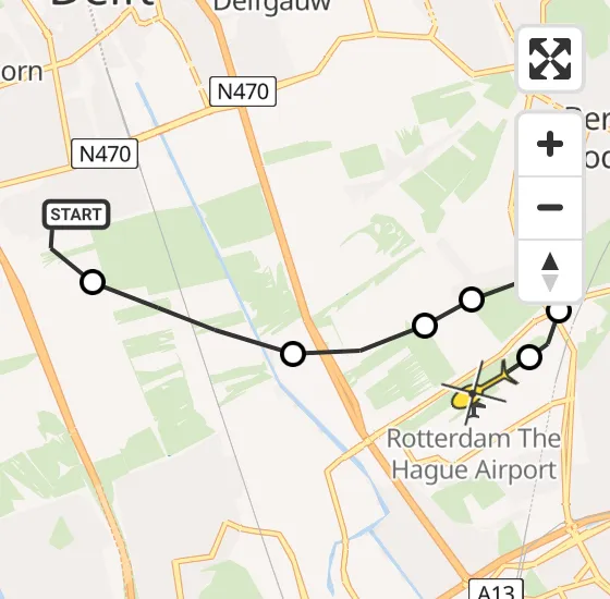 Vlucht Traumahelikopter PH-UMC van Delft naar Rotterdam The Hague Airport op woensdag 27 november 2024 20:27