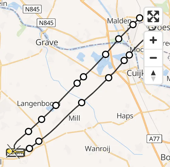 Vlucht Traumahelikopter PH-MAA van Vliegbasis Volkel naar Vliegbasis Volkel op woensdag 27 november 2024 23:31