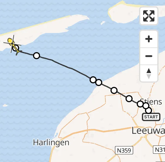 Vlucht Ambulancehelikopter PH-HOW van Vliegbasis Leeuwarden naar Striep op donderdag 28 november 2024 2:29