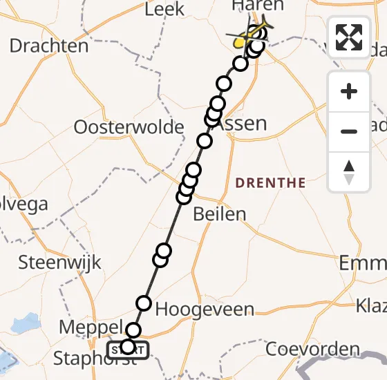 Vlucht Traumahelikopter PH-TTR van IJhorst naar Groningen Airport Eelde op donderdag 28 november 2024 8:47