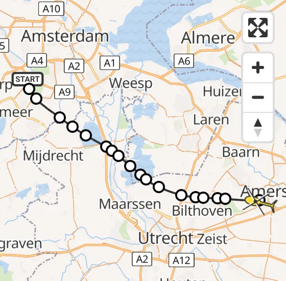 Vlucht Politiehelikopter PH-PXX van Schiphol naar Amersfoort op donderdag 28 november 2024 9:13