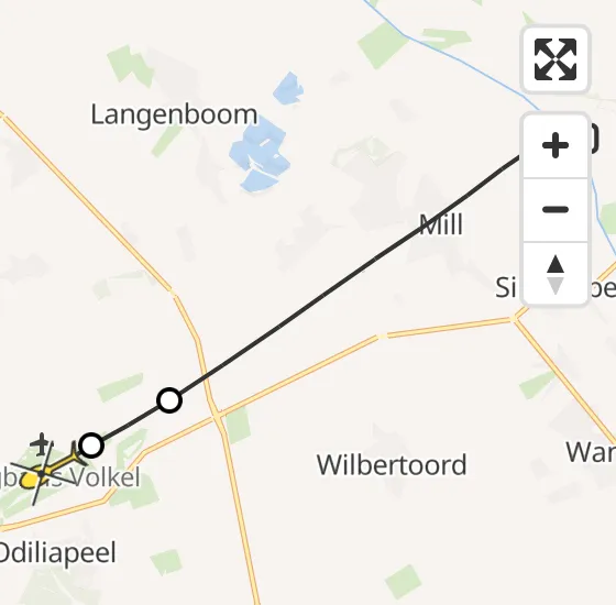 Vlucht Traumahelikopter PH-MAA van Mill naar Vliegbasis Volkel op donderdag 28 november 2024 10:14