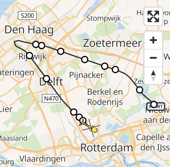 Vlucht Traumahelikopter PH-UMC van Rotterdam naar Rotterdam The Hague Airport op donderdag 28 november 2024 11:54