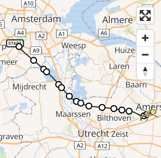 Vlucht Politiehelikopter PH-PXX van Schiphol naar Amersfoort op donderdag 28 november 2024 12:57