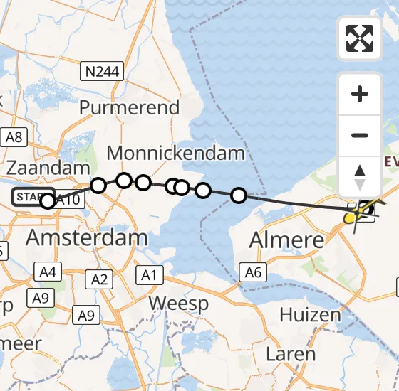 Vlucht Traumahelikopter PH-LLN van Amsterdam Heliport naar Almere op donderdag 28 november 2024 13:44