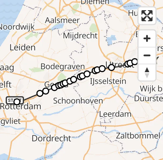 Vlucht Traumahelikopter PH-UMC van Rotterdam The Hague Airport naar Soesterberg op donderdag 28 november 2024 14:01