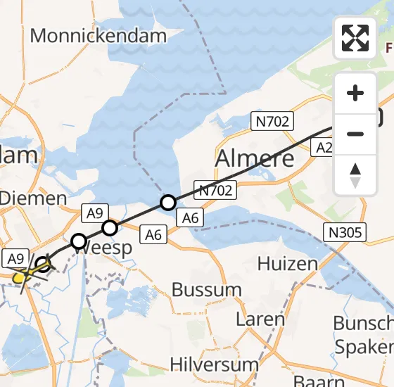 Vlucht Traumahelikopter PH-LLN van Almere naar Academisch Medisch Centrum (AMC) op donderdag 28 november 2024 14:08