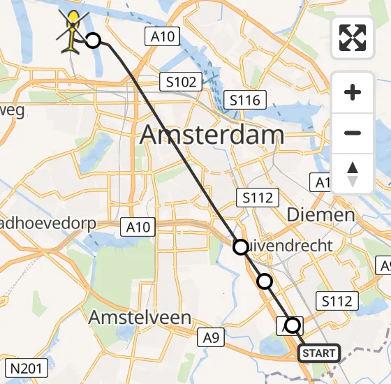 Vlucht Traumahelikopter PH-LLN van Academisch Medisch Centrum (AMC) naar Amsterdam Heliport op donderdag 28 november 2024 14:33