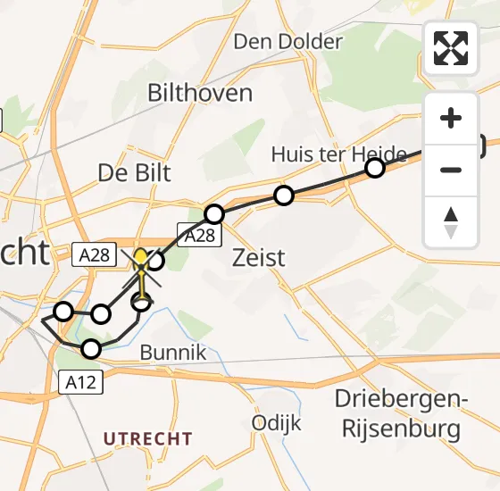 Vlucht Traumahelikopter PH-UMC van Soesterberg naar Universitair Medisch Centrum Utrecht op donderdag 28 november 2024 14:35