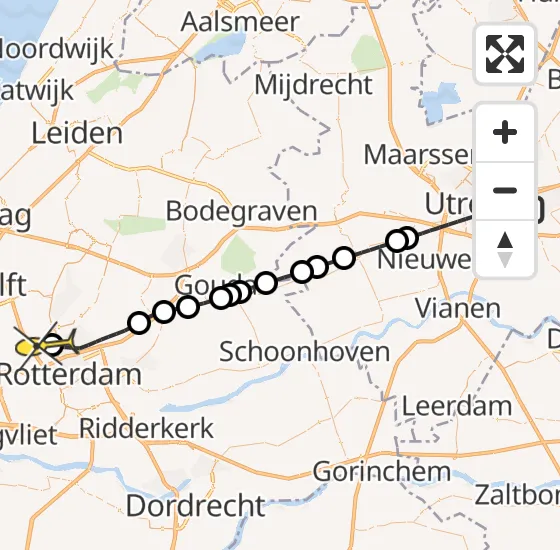 Vlucht Traumahelikopter PH-UMC van Universitair Medisch Centrum Utrecht naar Rotterdam The Hague Airport op donderdag 28 november 2024 14:42