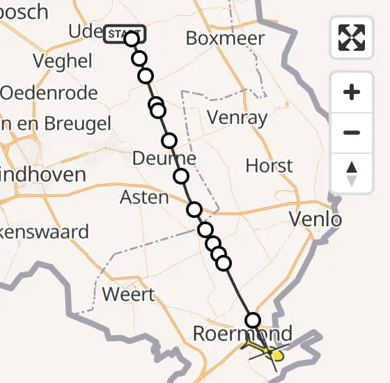 Vlucht Traumahelikopter PH-MAA van Vliegbasis Volkel naar Roermond op donderdag 28 november 2024 15:23