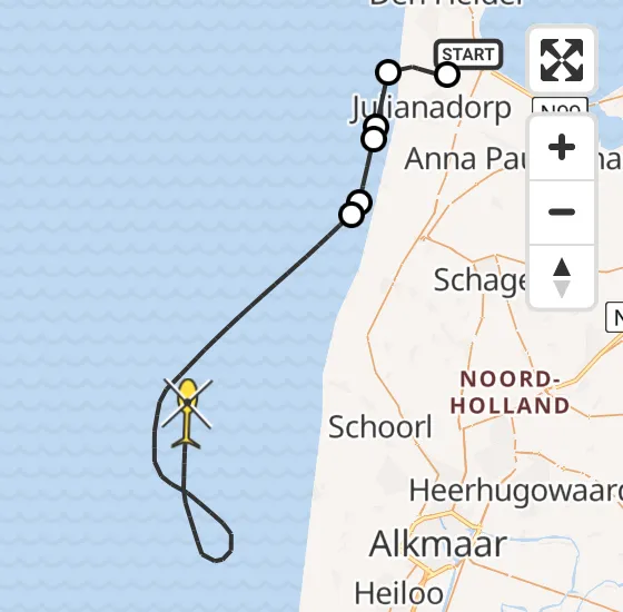 Vlucht Kustwachthelikopter PH-SAR van Vliegveld De Kooy naar  op donderdag 28 november 2024 16:37