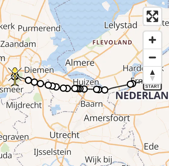 Vlucht Politiehelikopter PH-PXF van Ermelo naar Schiphol op donderdag 28 november 2024 20:31