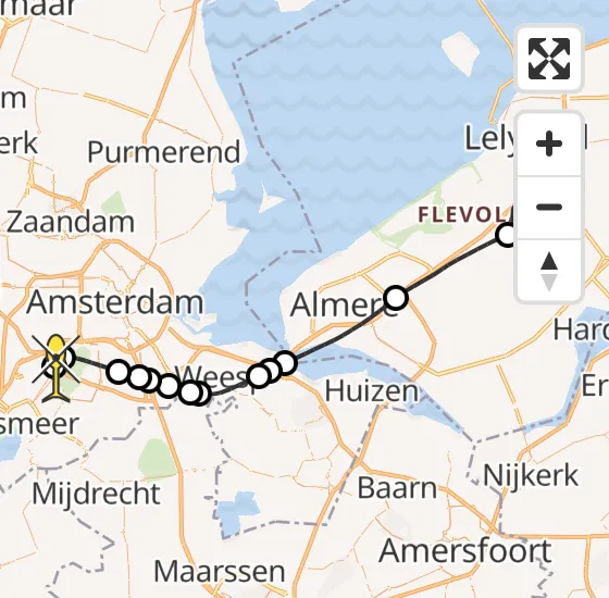 Vlucht Politiehelikopter PH-PXX van Lelystad naar Schiphol op donderdag 28 november 2024 20:39