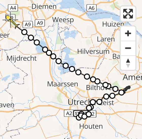 Vlucht Politiehelikopter PH-PXZ van Utrecht naar Amstelveen op vrijdag 29 november 2024 8:47