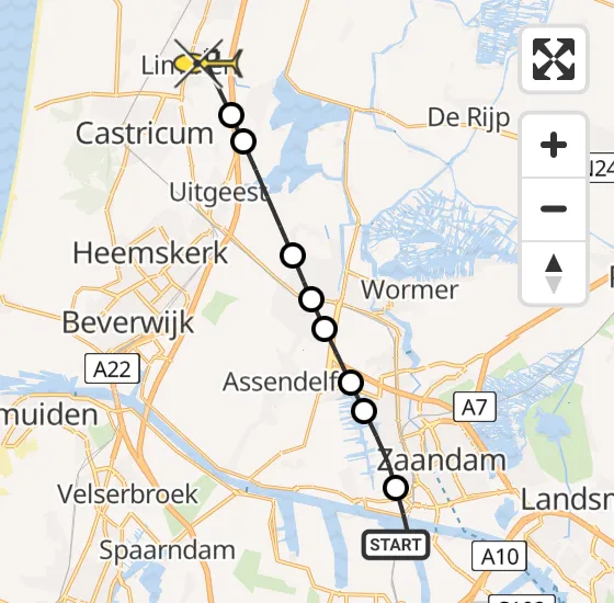 Vlucht Traumahelikopter PH-LLN van Amsterdam Heliport naar Limmen op vrijdag 29 november 2024 9:07