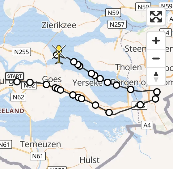 Vlucht Kustwachthelikopter PH-NCG van Vliegveld Midden-Zeeland naar Kats op vrijdag 29 november 2024 11:42