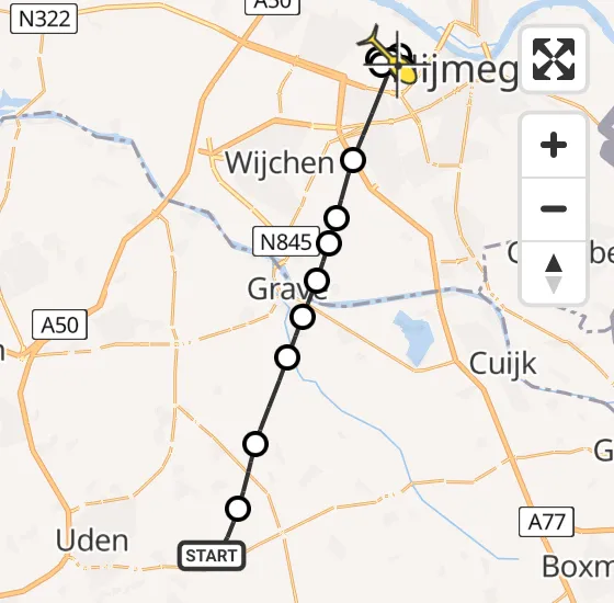 Vlucht Traumahelikopter PH-MAA van Vliegbasis Volkel naar Nijmegen op vrijdag 29 november 2024 13:17