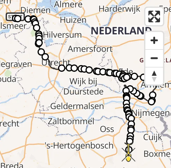 Vlucht Politiehelikopter PH-PXF van Schiphol naar Vliegbasis Volkel op vrijdag 29 november 2024 15:43