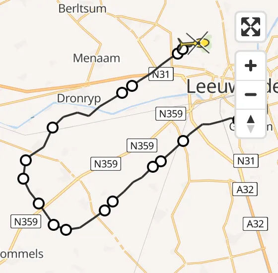 Vlucht Ambulancehelikopter PH-HOW van Leeuwarden naar Vliegbasis Leeuwarden op vrijdag 29 november 2024 16:54