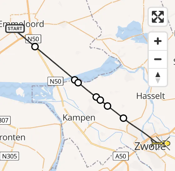 Vlucht Traumahelikopter PH-LLN van Emmeloord naar Zwolle op vrijdag 29 november 2024 18:45