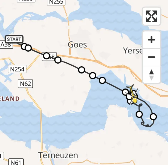 Vlucht Kustwachthelikopter PH-NCG van Vliegveld Midden-Zeeland naar Waarde op vrijdag 29 november 2024 18:53