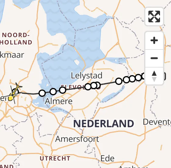 Vlucht Traumahelikopter PH-LLN van Zwolle naar Amsterdam Heliport op vrijdag 29 november 2024 19:15