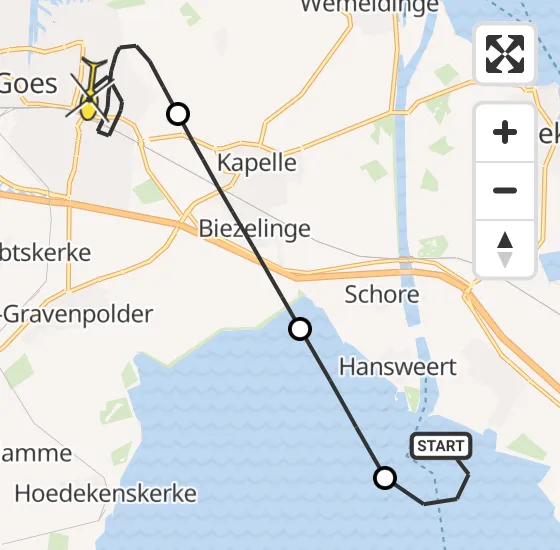 Vlucht Kustwachthelikopter PH-NCG van Kruiningen naar Kloetinge op vrijdag 29 november 2024 19:53