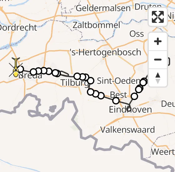 Vlucht Politiehelikopter PH-PXF van Vliegbasis Volkel naar Prinsenbeek op vrijdag 29 november 2024 20:30