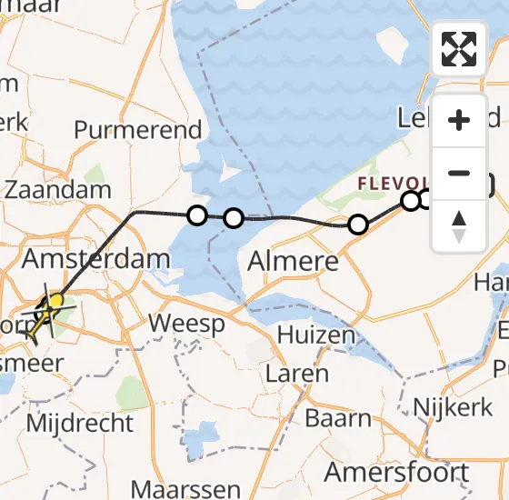 Vlucht Politiehelikopter PH-PXX van Lelystad Airport naar Schiphol op vrijdag 29 november 2024 20:46