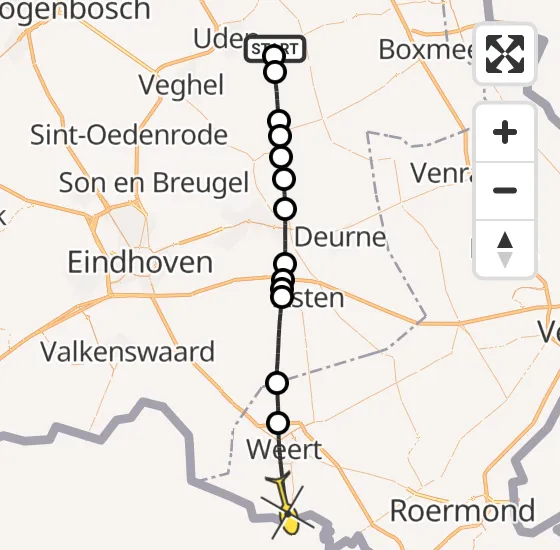 Vlucht Traumahelikopter PH-MAA van Vliegbasis Volkel naar Stramproy op zaterdag 30 november 2024 0:34