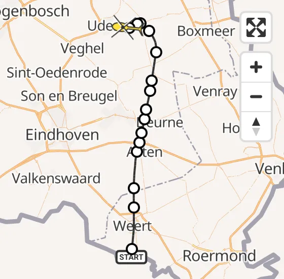 Vlucht Traumahelikopter PH-MAA van Stramproy naar Vliegbasis Volkel op zaterdag 30 november 2024 1:04