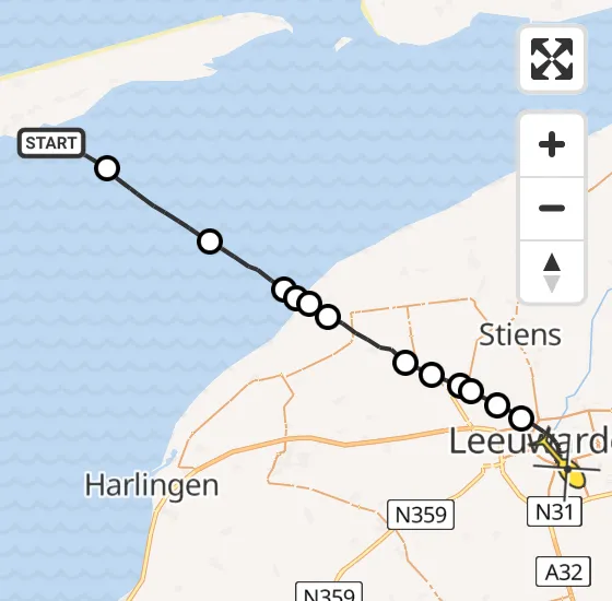 Vlucht Ambulancehelikopter PH-HOW van Formerum naar Leeuwarden op zaterdag 30 november 2024 4:41