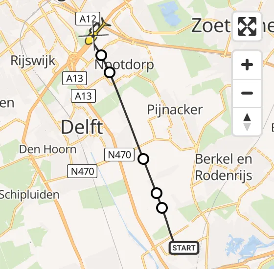 Vlucht Traumahelikopter PH-UMC van Rotterdam The Hague Airport naar Den Haag op zaterdag 30 november 2024 8:38