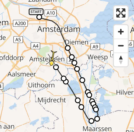 Vlucht Traumahelikopter PH-LLN van Amsterdam Heliport naar Amstelveen op zaterdag 30 november 2024 9:43