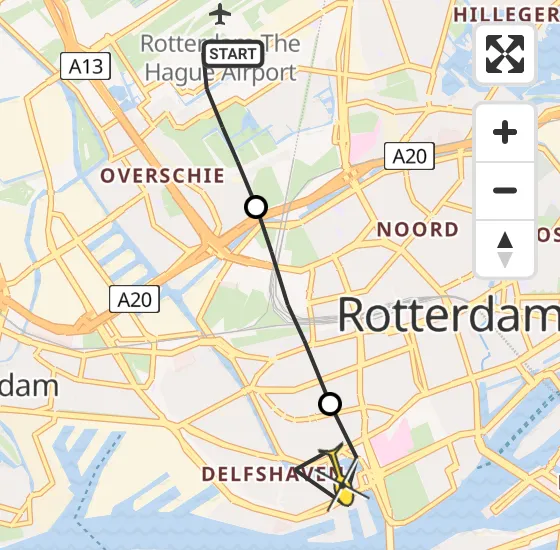 Vlucht Traumahelikopter PH-UMC van Rotterdam The Hague Airport naar Erasmus MC op zaterdag 30 november 2024 9:59