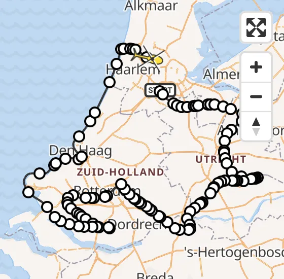 Vlucht Politiehelikopter PH-PXX van Schiphol naar Spaarndam op zaterdag 30 november 2024 10:43