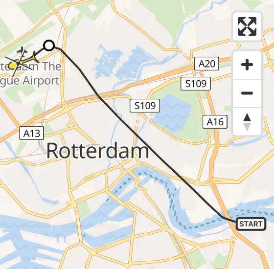 Vlucht Traumahelikopter PH-UMC van Rotterdam naar Rotterdam The Hague Airport op zaterdag 30 november 2024 10:46